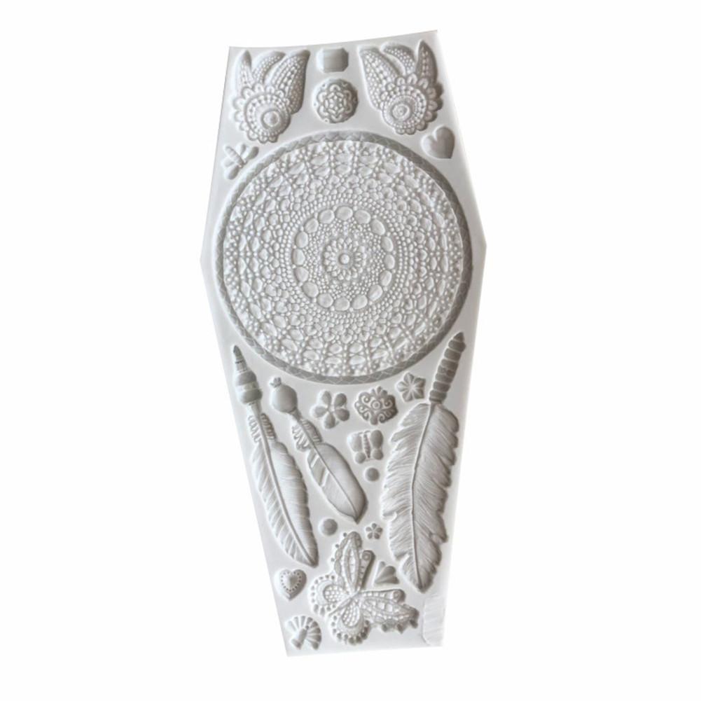 DIY Fondant Dream Catcher Silicone Mold Feather Texture Cake Wedding Decoration Dessert Table Decoration Baking Mold