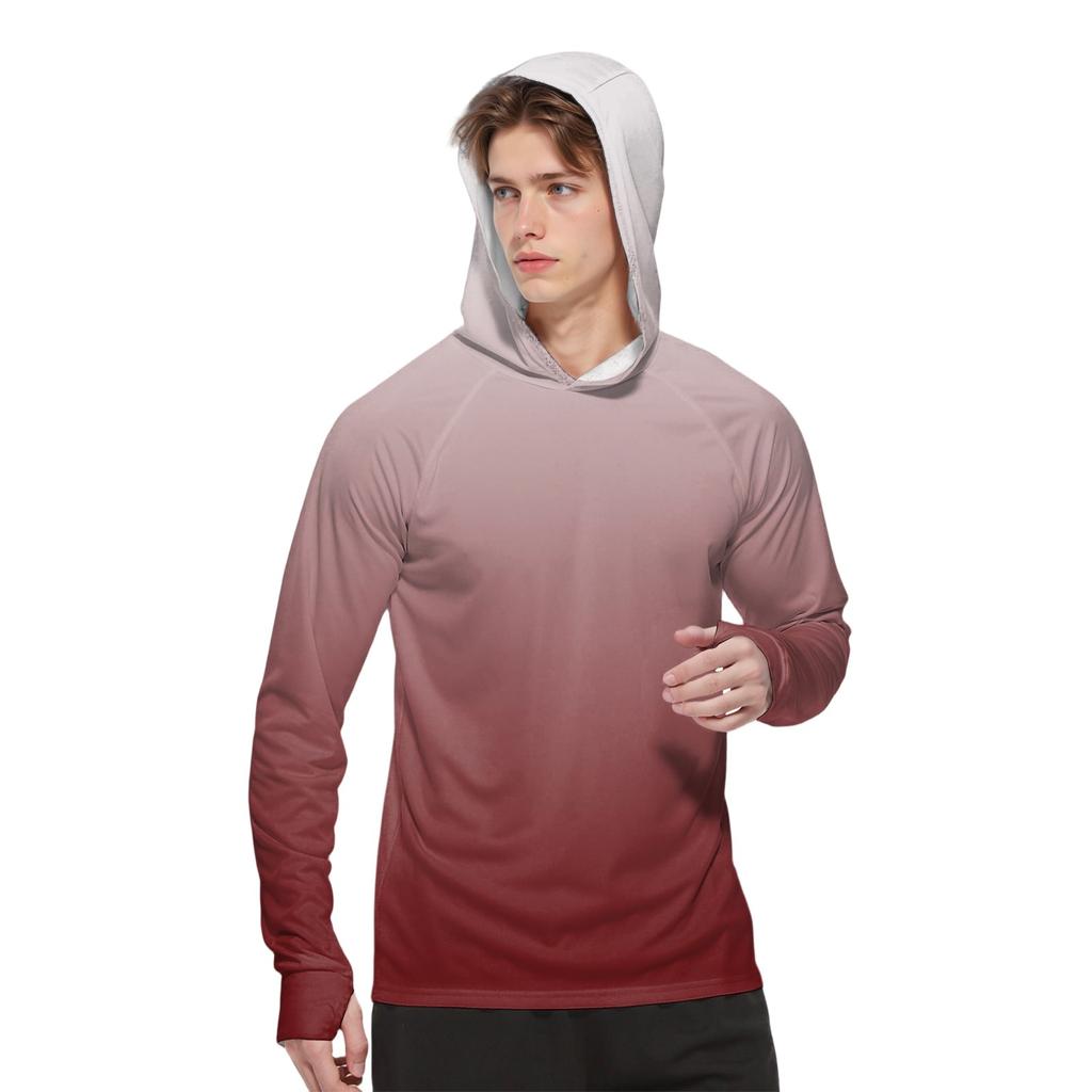 Menns Mote Trykket Langermet Skjorte SPF/UV Hettegenser