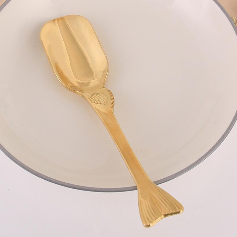 Pure copper teaspoon tea shovel handmade long handle teaspoon thickened single teaspoon zen tea ceremony accessories