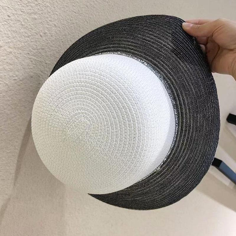 Hat Celebrity Hepburn Rhinestone Silver Silk High-end Sun Hat Straw Hat Foreign Style Holiday Leisure Sun Hat