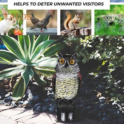 Lockvogeleule mit drehbarem Kopf, natürliche Abwehr gegen feindliche Vögel, Eulenfigur, Gartenschutz, Vogelscheuche, Eule für Gärten, Terrassen und Balkone