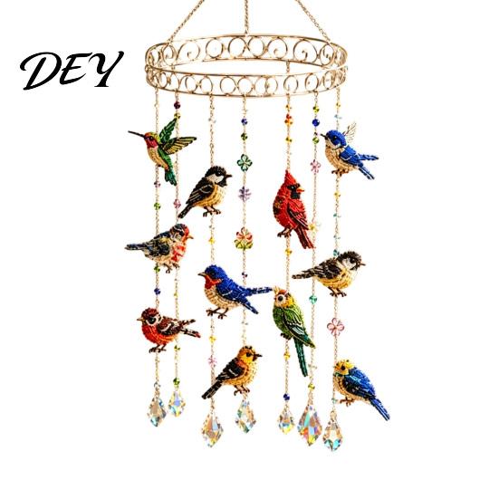 Modern Minimalist Patio Decor Graceful Bird Wind Chime, Stained Outdoor Sun Catcher Windchime, Colorful Yard Dreamy Romantic Room Accents Decorations,