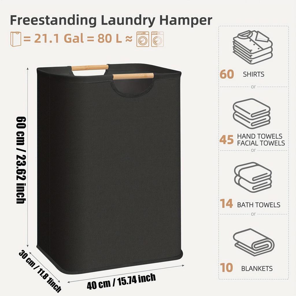 Laundry Hamper 80L Foldable With Handles Waterproof Liner Laundry Basket Organizer Large Capacity For Blanket Bath Towel Toy