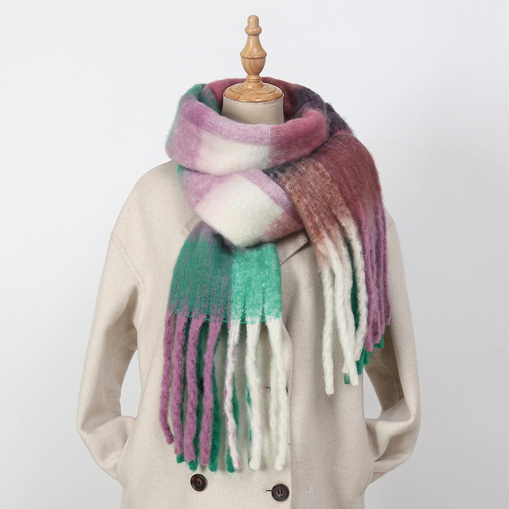 Winter Scarf Men Women Cashmere Warm Rainbow Hairy Pashmina Blanket Wraps Female Thick Soft Bufanda Tassel Shawl Poncho Echarpe