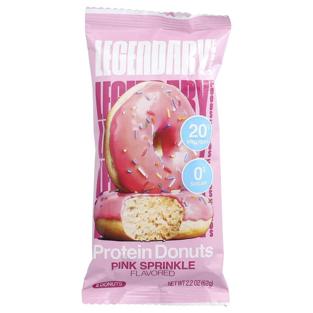Legendary Foods, Protein Donuts, Pink Sprinkles, 12 Pack, 62g (2.2oz) Each
