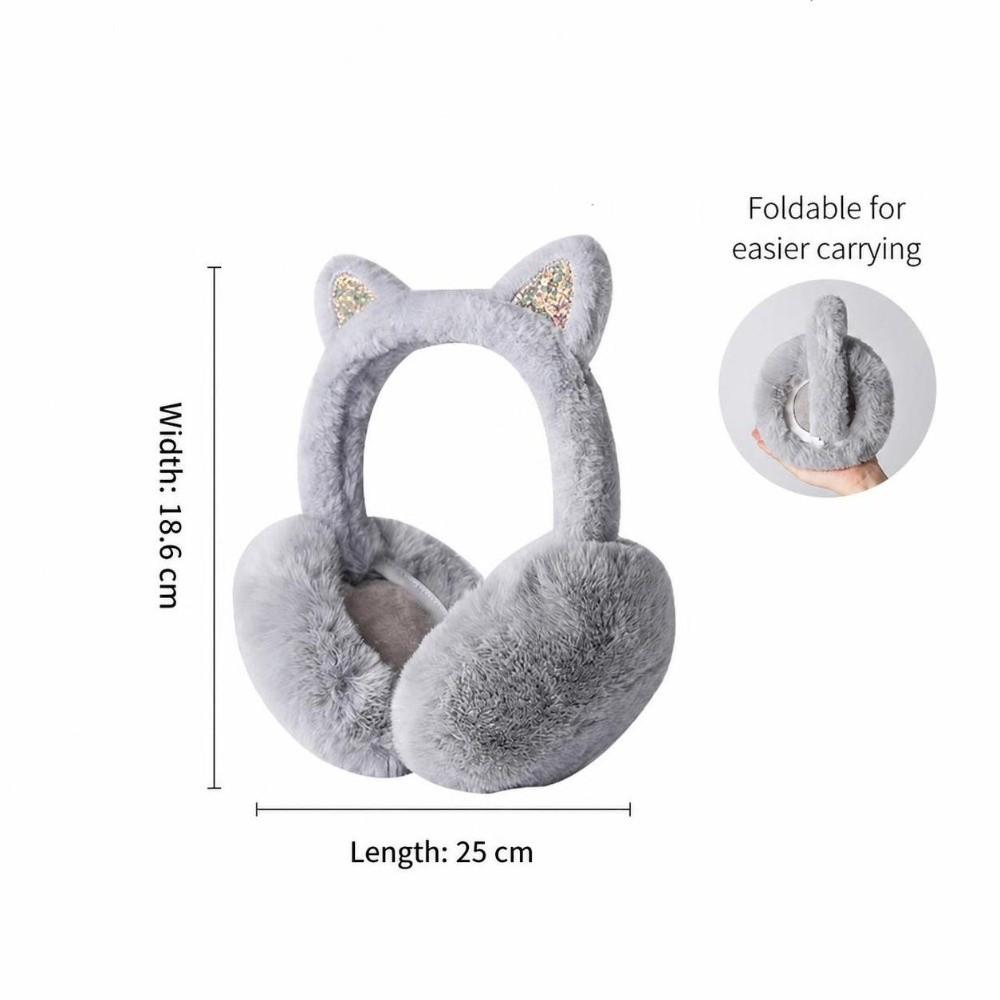 Foldable Faux Fur Ear Warmers Faux Fur Foldable Thermal Earmuffs Cat Ear Earmuffs  Winter Outdoor