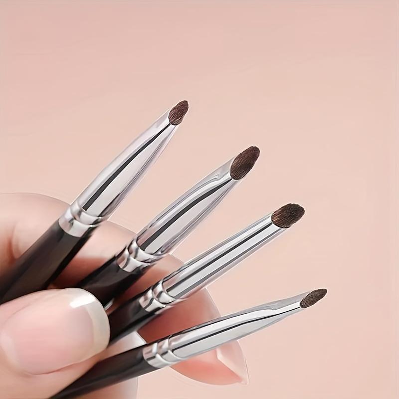 4pcs Eye Makeup Brushes Set with Horsehair Bristles for Eye Contouring - Perfect For Applying Eyeshadow, Eyeliner, And Eyebrow