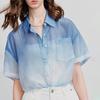 Chuyu Women's Loose Gradient Sheer Short Sleeve Shirt