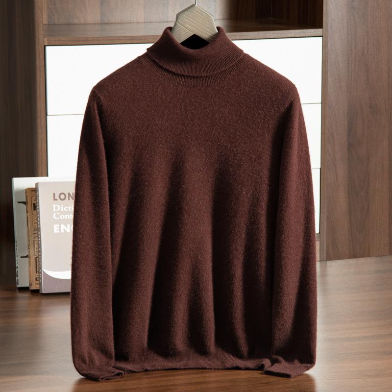 New cashmere sweater men's semi-turtleneck pure cashmere sweater men's loose bottoming cashmere knitted sweater