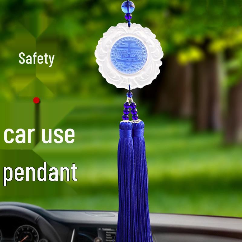 ZGC Frosted Glass Pendant: Ancient Crystal Car Hanging Ornament for Attracting Wealth