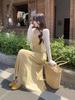 Plus Size 2026 Spring Summer Women's Two-Piece Set: Camisole with Cardigan Long Dress for Seaside Vacation