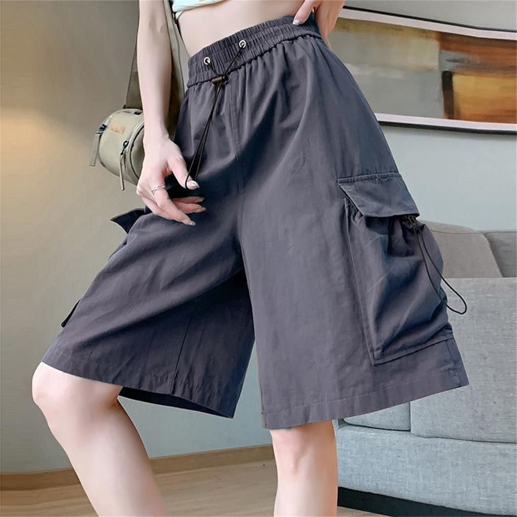 Solid Breathable Shorts Summer Women Lightweight Drawstring Basketball Sports Fitness Large Middle Pants