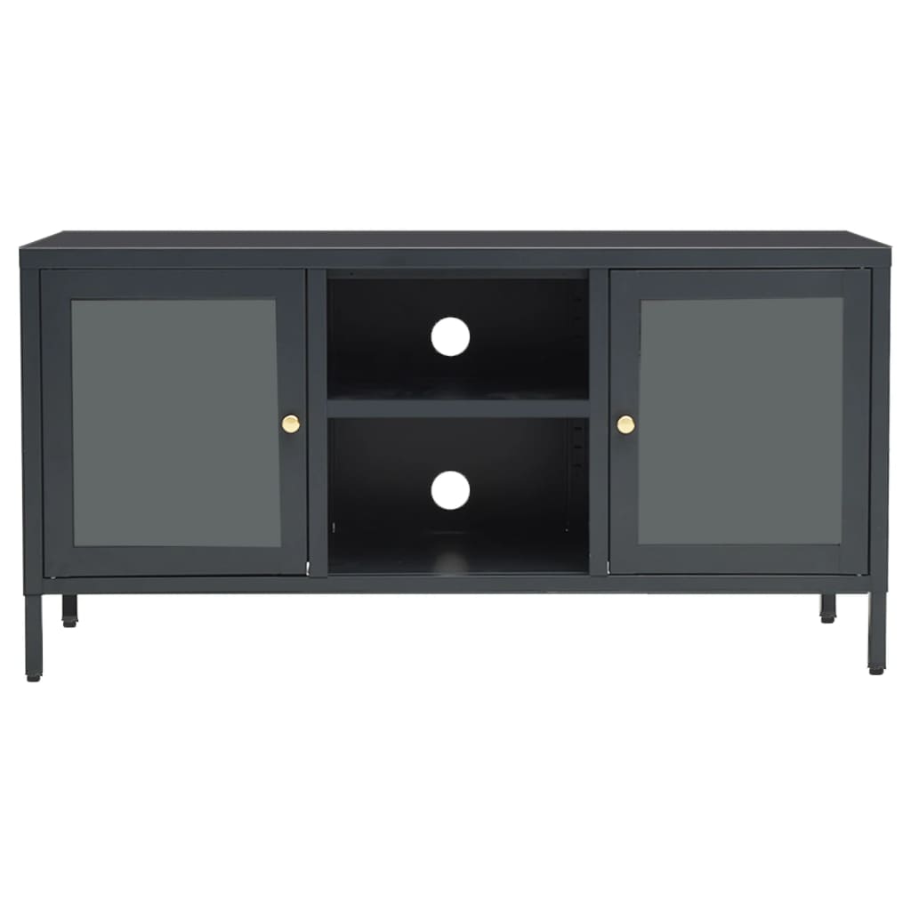 TV Cabinet Anthracite 105 x 35 x 52 cm Steel and Glass