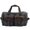 Borsa da Viaggio da Uomo in Tela e Pelle Crazy Horse - Grande Capacità Borsa da Viaggio con Cerniera Retrò