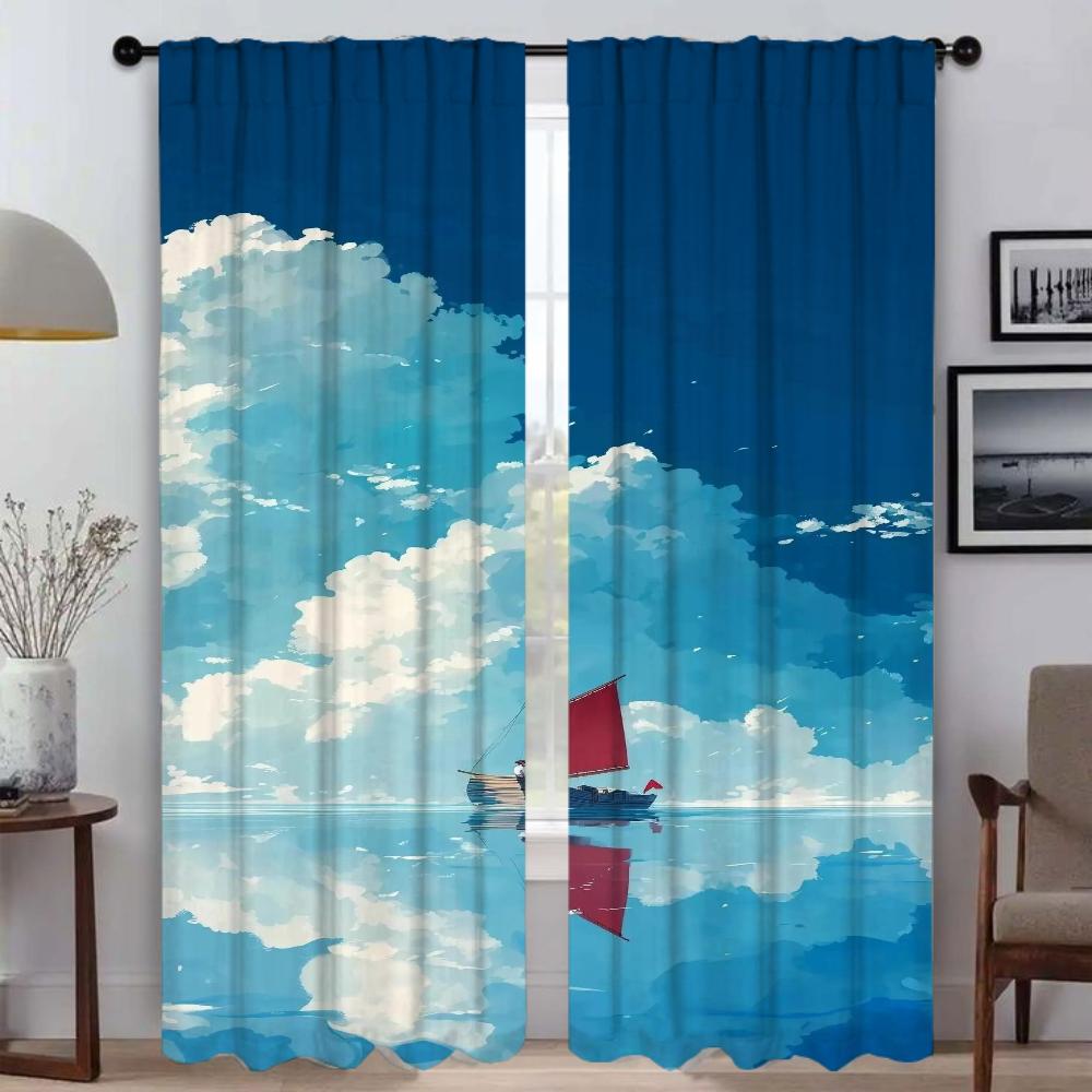 Elegant Room Curtains for Camera Beauty Scenery Window Curtain for Room 2 Panel Home Interior Curtains Partition Shades Living