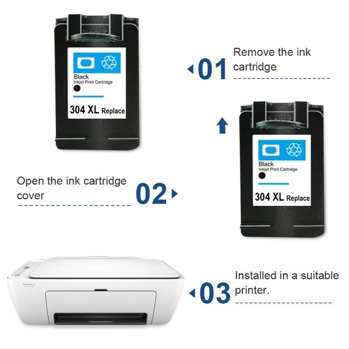 Cartouches d'Encre - SMARTOMI - Compatible HP 304 XL - Pack de 2 - Multi-couleurs - Jet d'encre