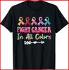 Fight Cancer In All Color Feather Breast Cancer Aware Black Cotton T-Shirt S-5XL
