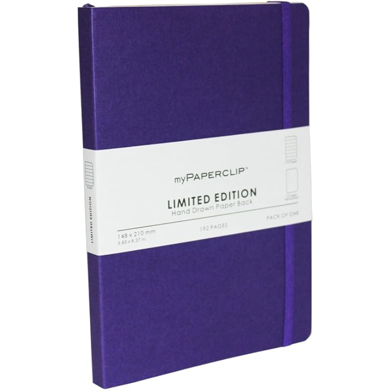 myPAPERCLIP Limited Edition Notebook | Hand Drawn Paper Back | Notebook For Gifting | Plain, 192 Pages, A5, 100 GSM, Ame