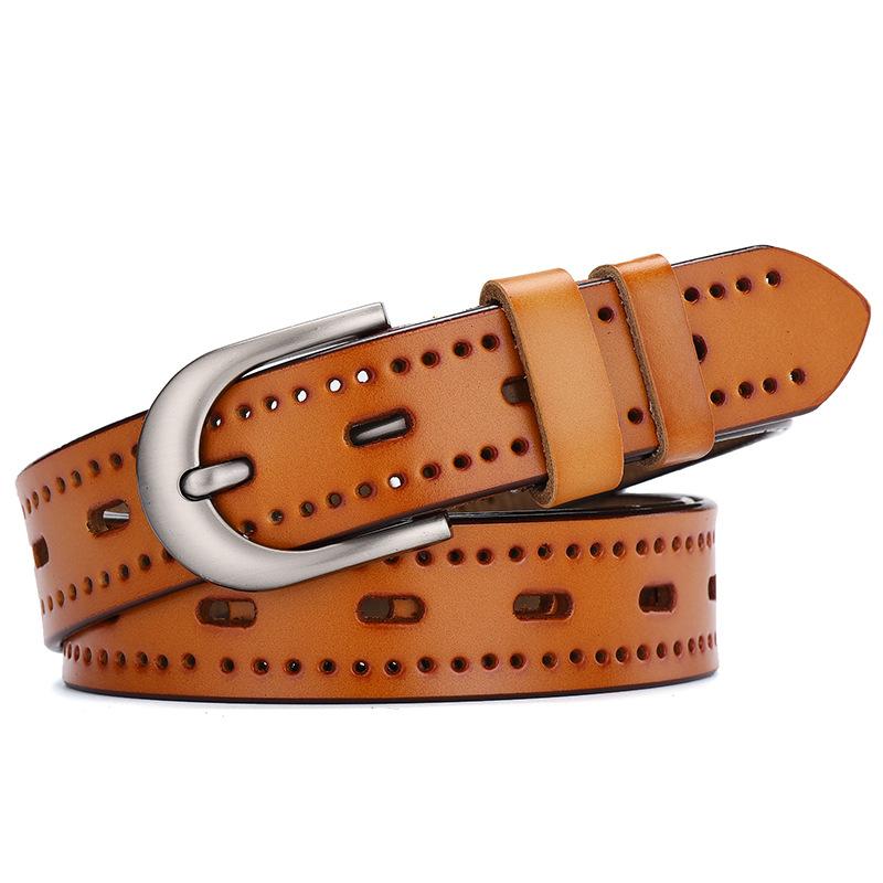 

Mei Mary Genuine leather belt - elegant women s jeans belt - student cowhide - korean style hollow-out 110cm хаки