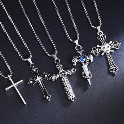 Stylish Non-fading Cross Necklace - Titanium Steel Sweatshirt Chain for Men & Women