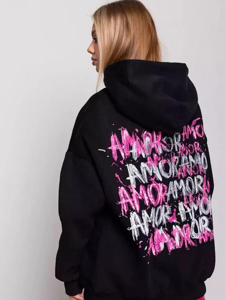 Chic European & American Street Style Print Commuter Hoodie - Autumn/Winter Versatile Couple Design