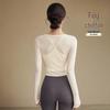 Women's Mesh Two-Piece Yoga Top with Chest Pads - Slimming, Versatile for Pilates and Fitness.