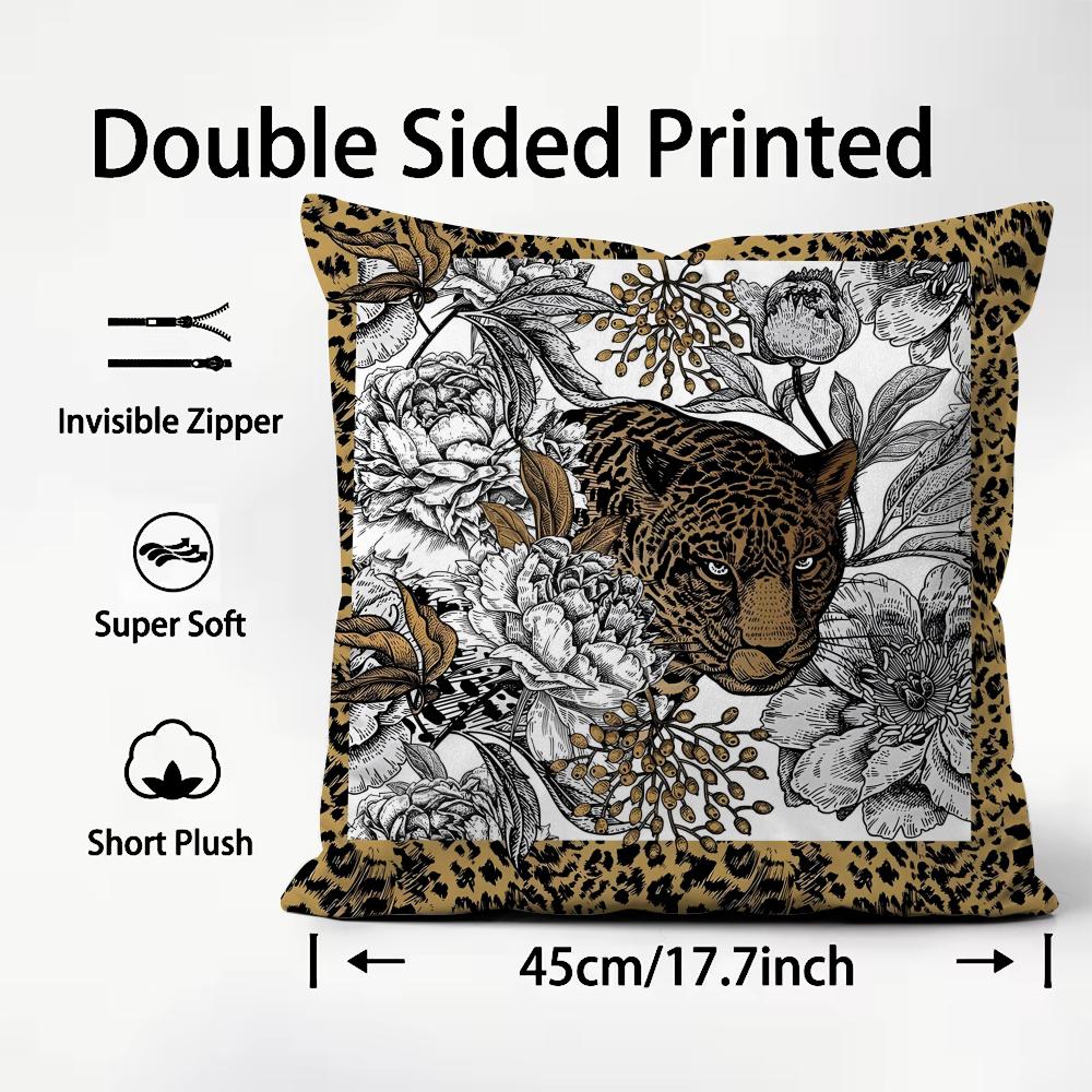 Animals Classical Cushion Cover Plush Fabric Soft DoubleSided Printed Sofa Warm Winter Home Child Gift Pillow Case