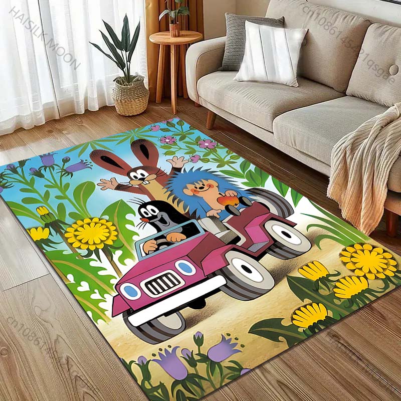 Alfombra de dibujos animados con estampado de Topito para Sala de Estar, Dormitorio, Sofá, Felpudo Decorativo, Alfombra de Área para Mesa de Sofá, Alfombrilla Antideslizante para el Suelo para Regalos