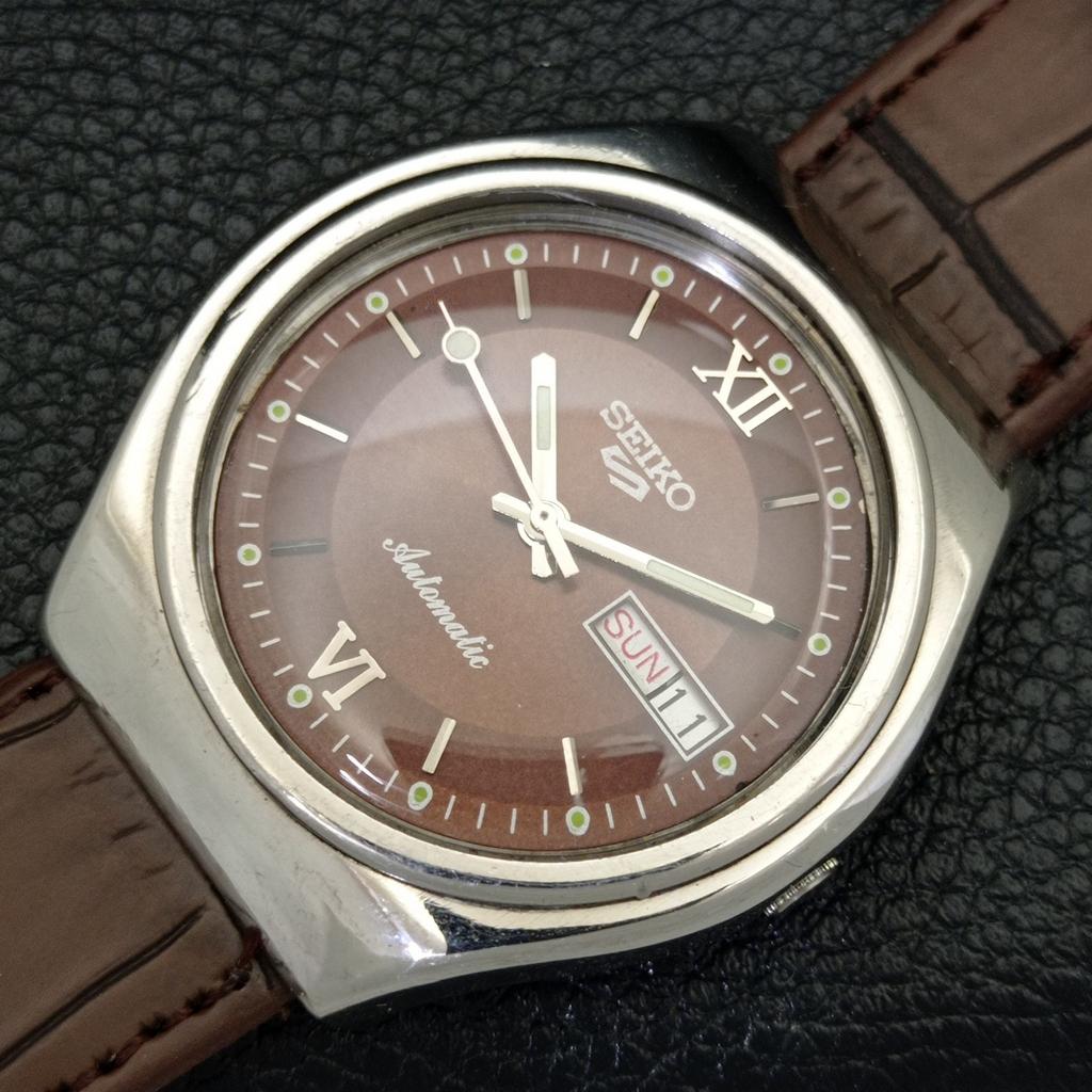 AUTOMATIC VINTAGE SEIKO 5 6309A JAPAN MENS BROWN COLOR DIAL WATCH a500833-5 R154-a500833