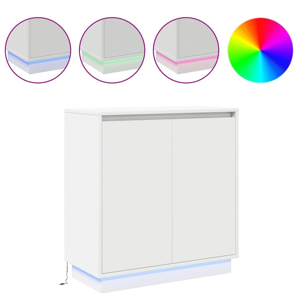 LED Sideboard White 71 x 34.5 x 75 cm Engineered Wood