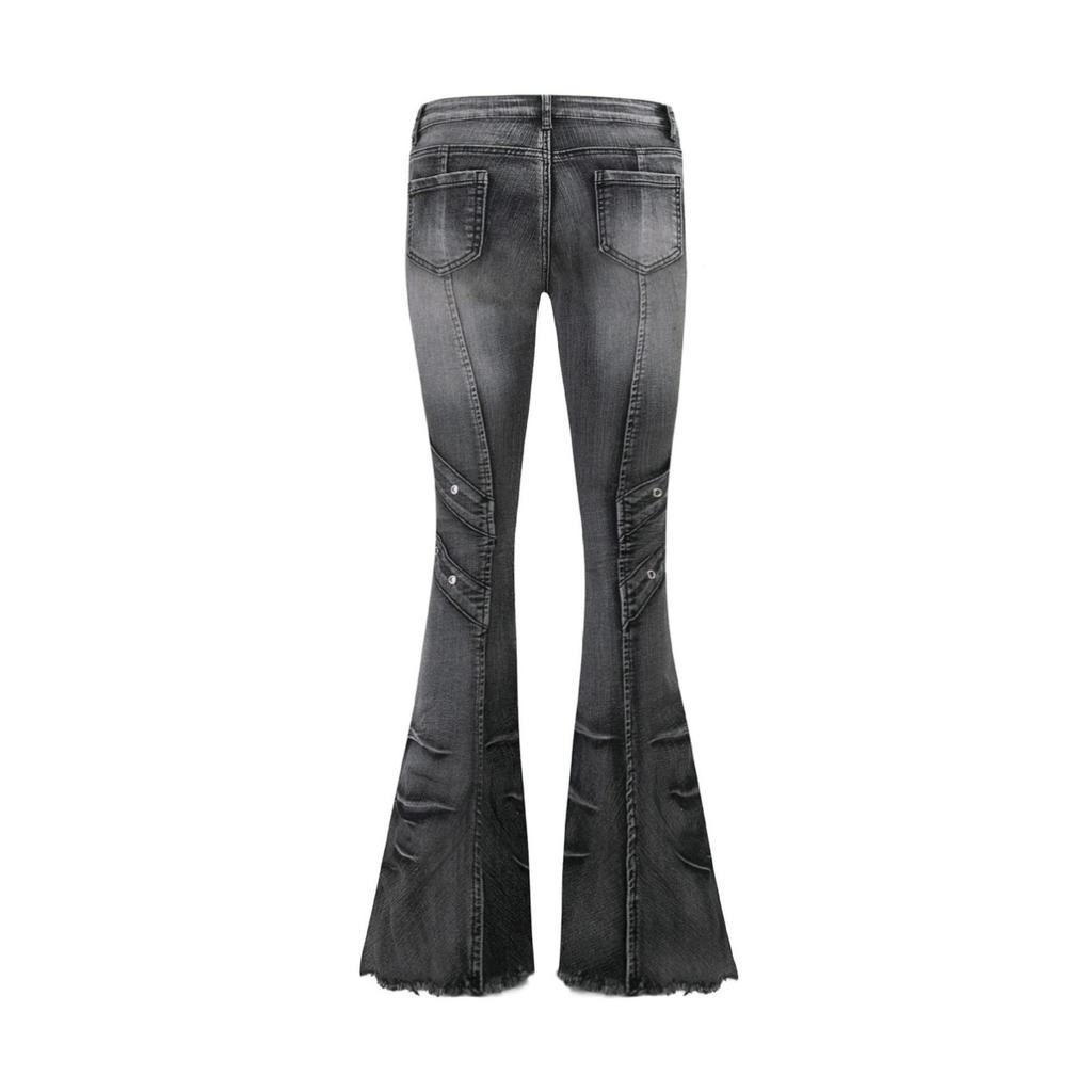 VIONA Autumn Winter Women's Denim Pants Dark Academia Cargo Jean Flared Bell Bottom Designer Kpop Japanese Y2k 2000s Goblin Core