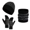 3PCS Fashion Teens Christmas Knit Hat Gloves Neck Gaiter Suits Adult Winter Outdoor Warm Hat Students Windproof Supplies
