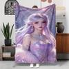 Magic Purplehaired Fairy Pattern Flannel Printed Blanket Suitable for All Seasons Suitable for Living Room Office Sofa Travel