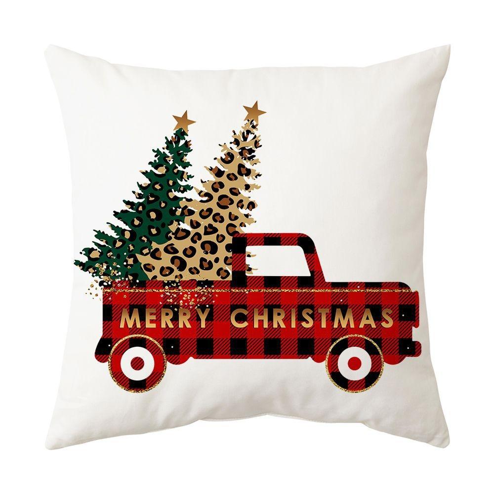 Christmas home decoration pillow cover Merry Christmas Snowman Christmas tree plaid printed cushion cover Sofa room decoration