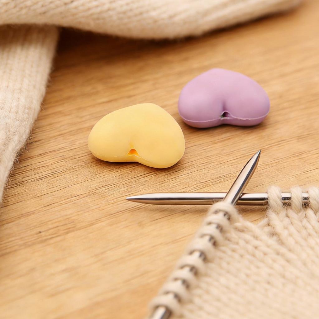 12 Pièces Bouchons pour Aiguilles à Tricoter en Silicone Forme de Cœur Bouchons d'Aiguilles à Tricoter Petits Protections de Pointe Mignonnes pour Pull Écharpe Crochet