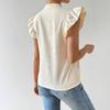 New Fashion Vintage Ruffled Short Sleeve Casual Shirts Women Embroidery Flowers V-neck Loose Women Blouse Elegant Slim Fit Summer Shirt Tops 26596