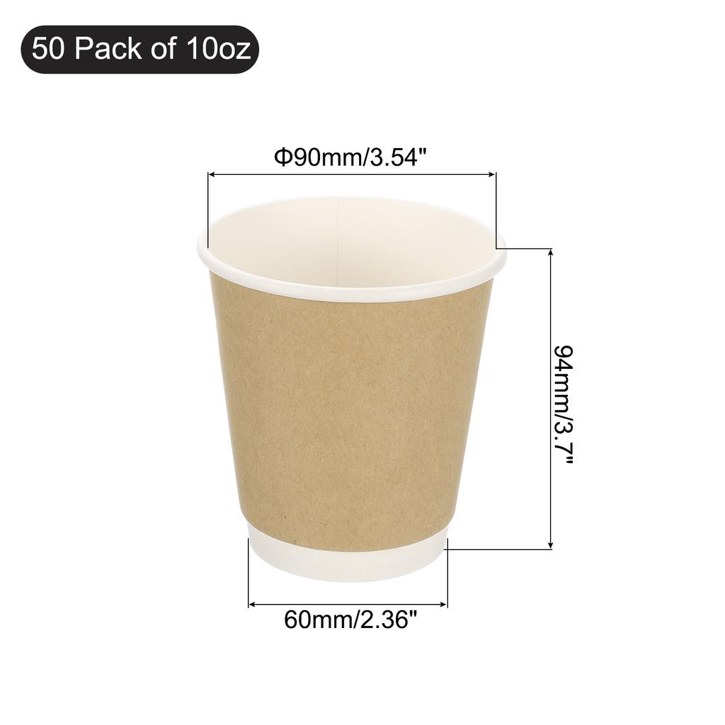 50pcs Disposable Kraft Paper Coffee Cups 270ml-700ml Double-Layer Hot/Cold Cups for Water Milk Juice for Party Picnic Travel