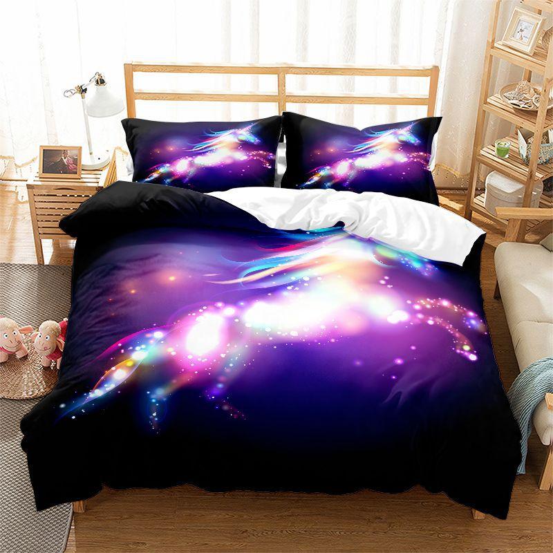 Running Unicorn Horse Bedding Set 3D Print Polyester Duvet Cover Single Twin Queen King Size for Home Decoration Birthday Gift