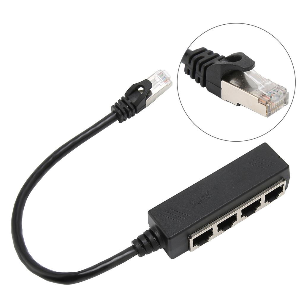 RJ45 Ethernet Splitter Cable One Point Four Ethernet Cable Splitter ABS PCB RJ45 Splitter Adapter for Laptop