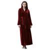 Women Solid Thicken Velvet Robe Bathrobe Gown Pajamas Sleepwear Pocket Waistband