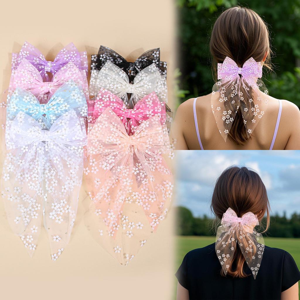 4/8pcs Elegant Solid Large Bow Ribbon Hair Clip For Women Girl Sweet Flower Hair Bows Hairpin Barrettes Fashion Hair Accessories