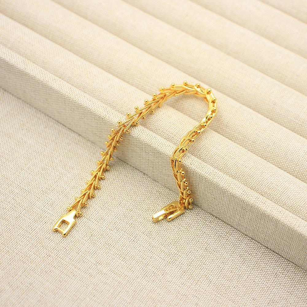 

Design Acetate Plate Round Copper Plated Real Gold Bracelet Handmade Wheat Sugar Gold Chain Light Luxury Premium Sense