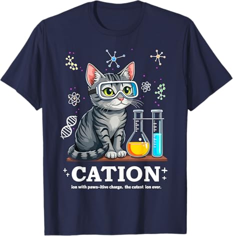 Cat Chemistry Humor Science Teacher Gift for Cat Mom Dad TShirt Funny Chemist Lover Graphic Outfit Saying Tee Short Sleeve Tops