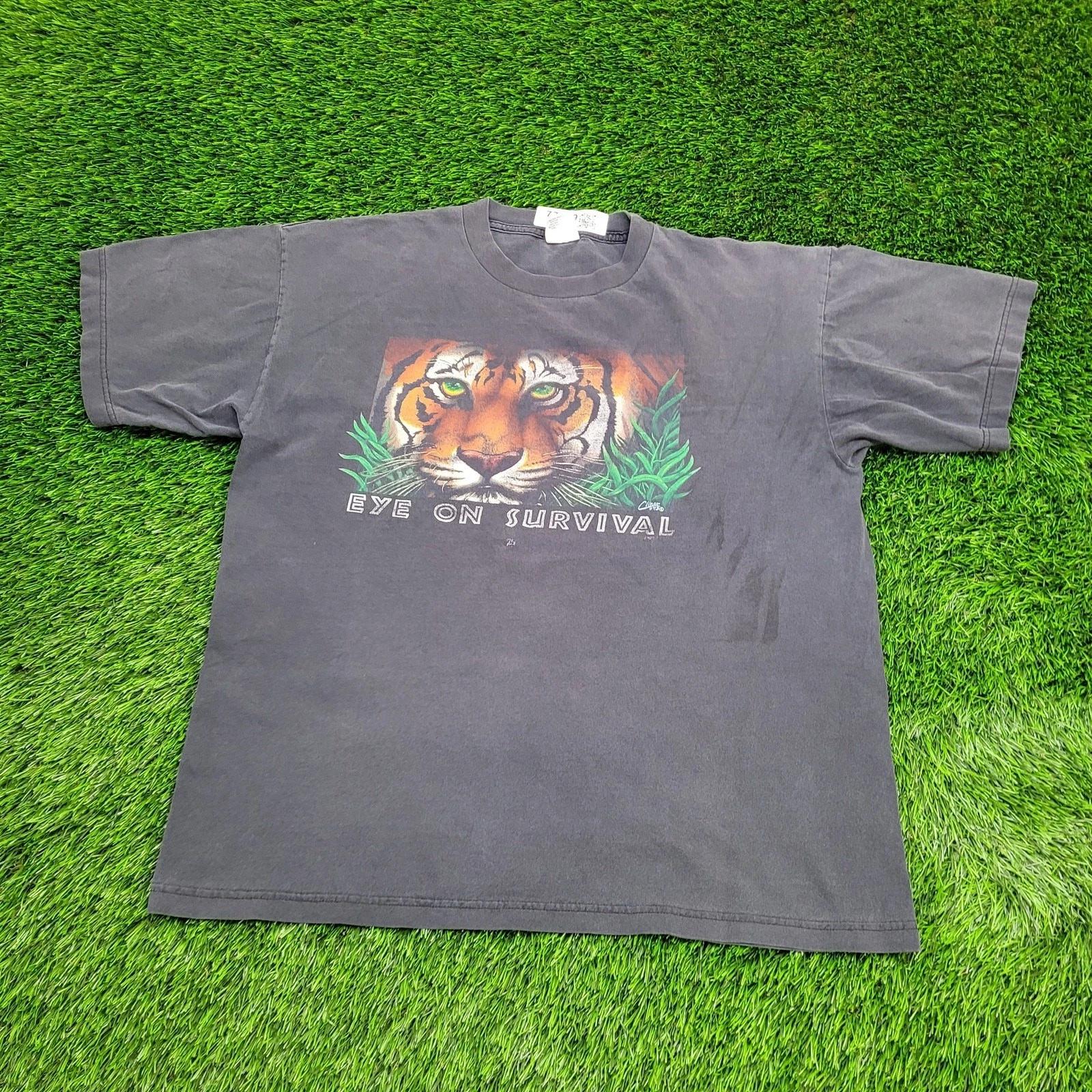 Vintage 1993 Tiger Art Shirt XL 23x27 Faded Black 2XL