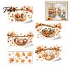 Seasonal Window Films 2Pcs Fall Maple Leaves Animals Static Stickers, Autumn Squirrel/Hedgehog/Rabbit/Raccoon Glass Thanksgiving Decor PVC Waterproof