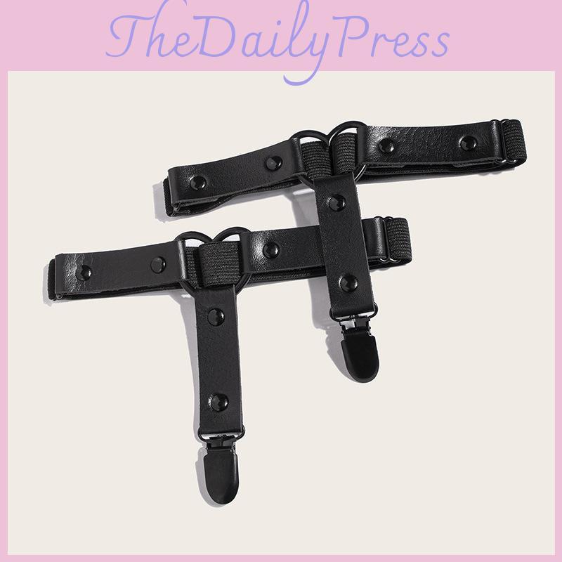 Black Heart Sock Clips With Adjustable Tightening For Punk Style Cosplay Accessory