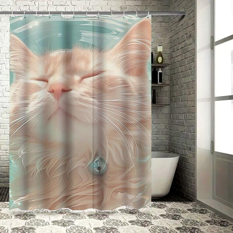 Wasserdichter Duschvorhang mit süßem Katzenmotiv Hitzebeständig Maschinenwaschbar Nicht transparent 180x180cm