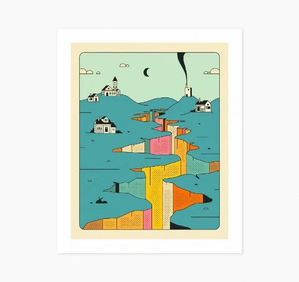 Minimalist Abstract Painting Poster Sunset Illustration Science Fiction Canvas Printing Home Room Wall Decor Frameless Painting