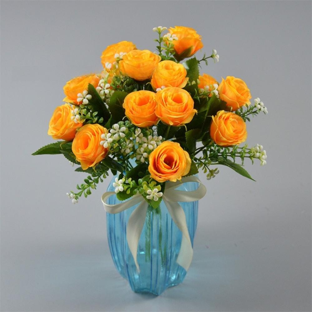 30CM Hedvábná kytice růží 7 hlav Umělá růže Realistické umělé květiny Svatba Domácí dekorace