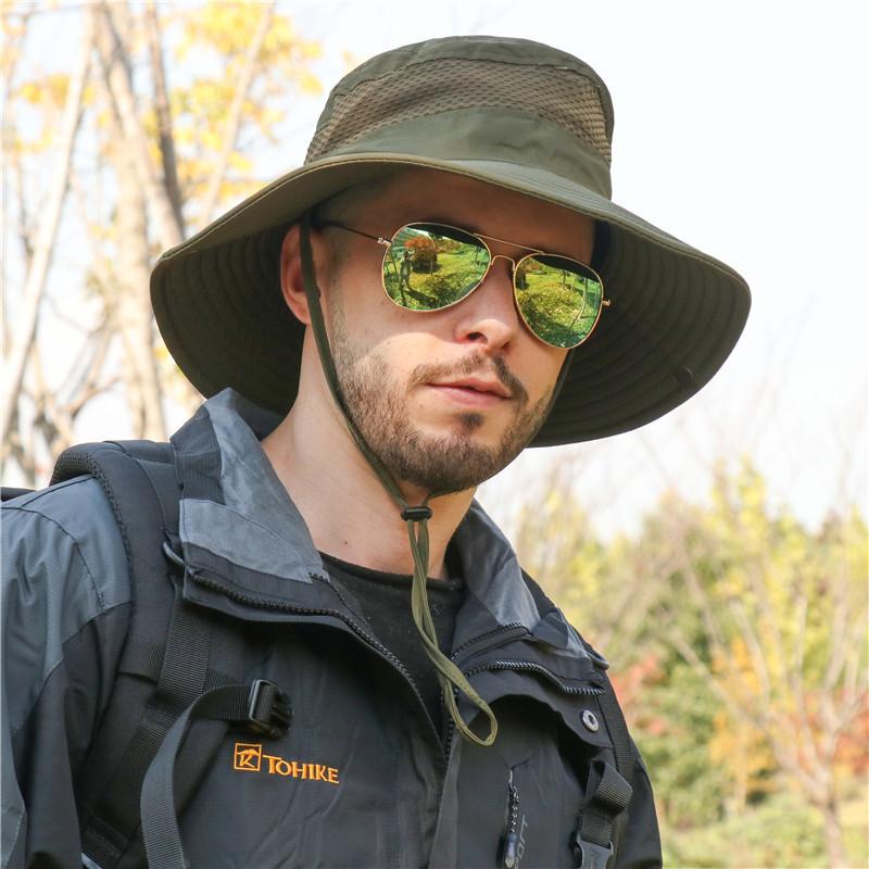 Neuer Herren- und Damen-Bucket Hat mit breiter Krempe, Sonnenhut für den Außenbereich, Sonnenschutz, Fischerhut, schnelltrocknender Sonnenhut